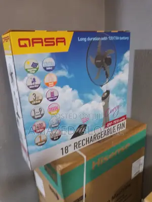 New in QASA 18 Inch 3W LED Night Light Rechargeable Fan