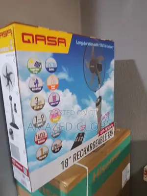 New in QASA Quality 18 Inch Rechargeable Fan With Timer