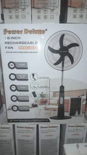 Photo - Power Deluxe 18" AC/DC Solar Rechargeable Fan-Panel+2bulbs
