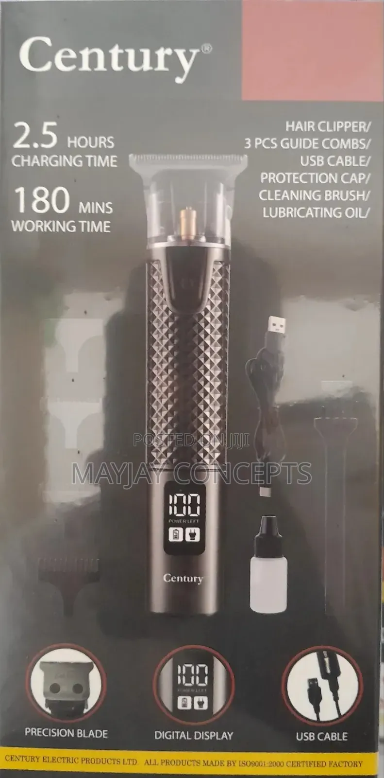 Century Professional Clipper-Led Digital Display+Cleaner+Usb