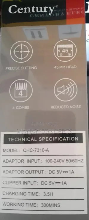 Century Professional Rechargeable Clipper-5hr Work Non-Stop