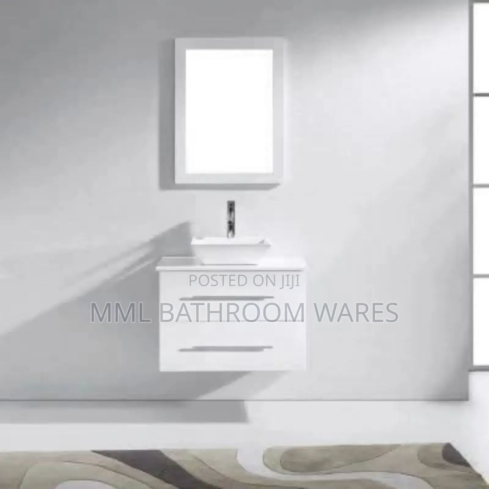 White Wall Hung Cabinet Basin Set