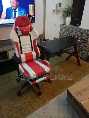 Gaming Desk and Gaming Chair With Footrest