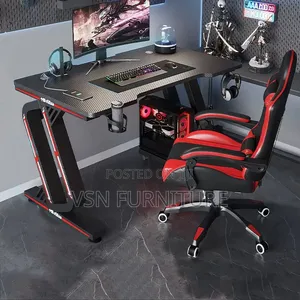 Office Gaming Desk With Led Lights and Gaming Chair