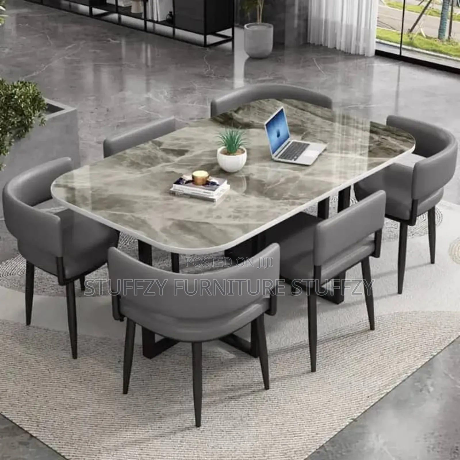 Stuffzy Unique Marble Dining Table With 6 Chairs