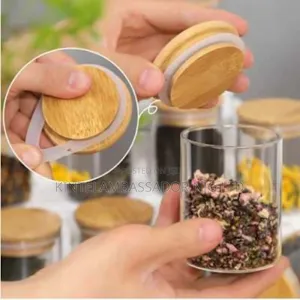 Wood Lid Glass Airtight Canister