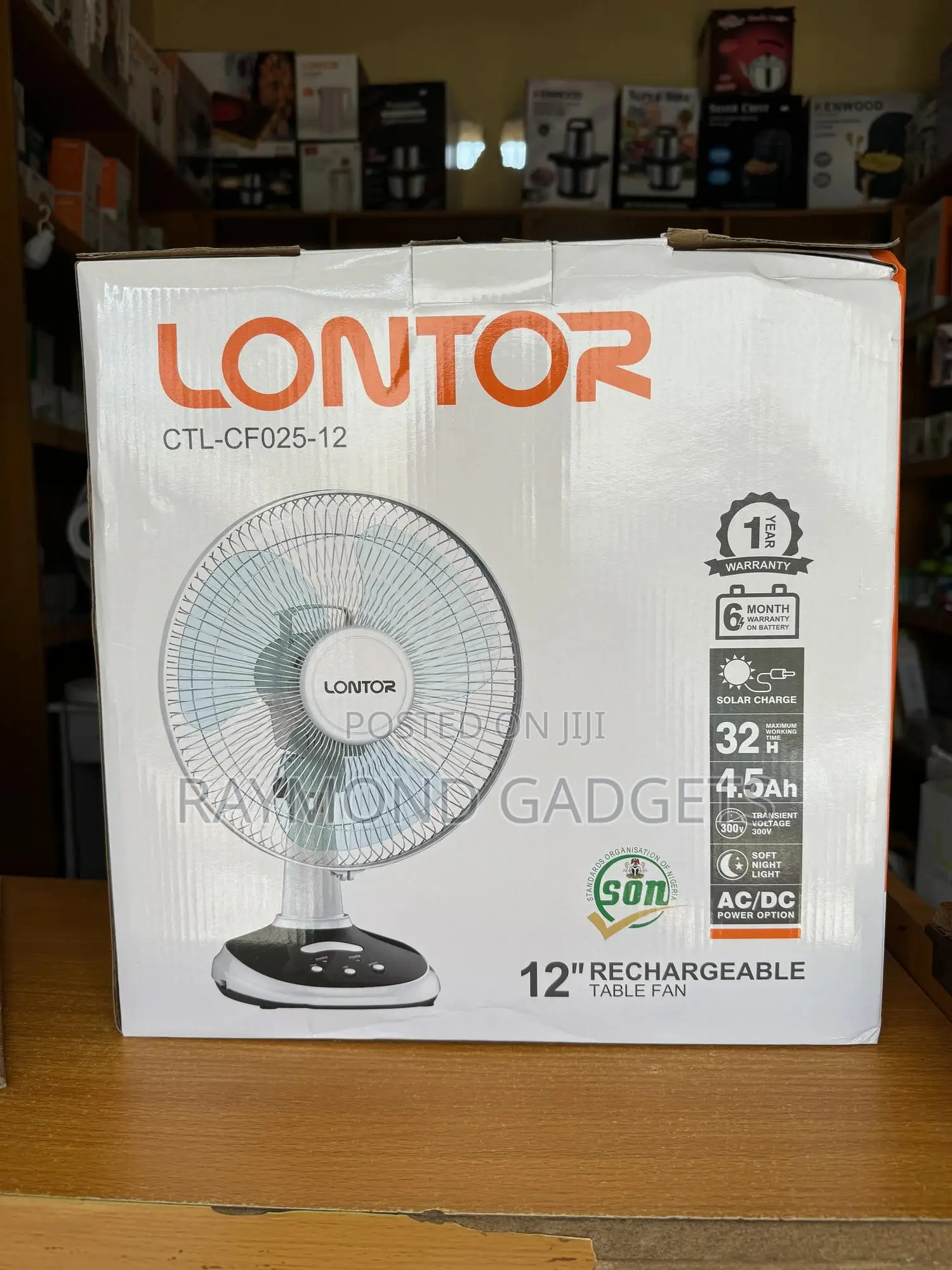 Lontor Rechargeable Solar Fan With Solar Panel
