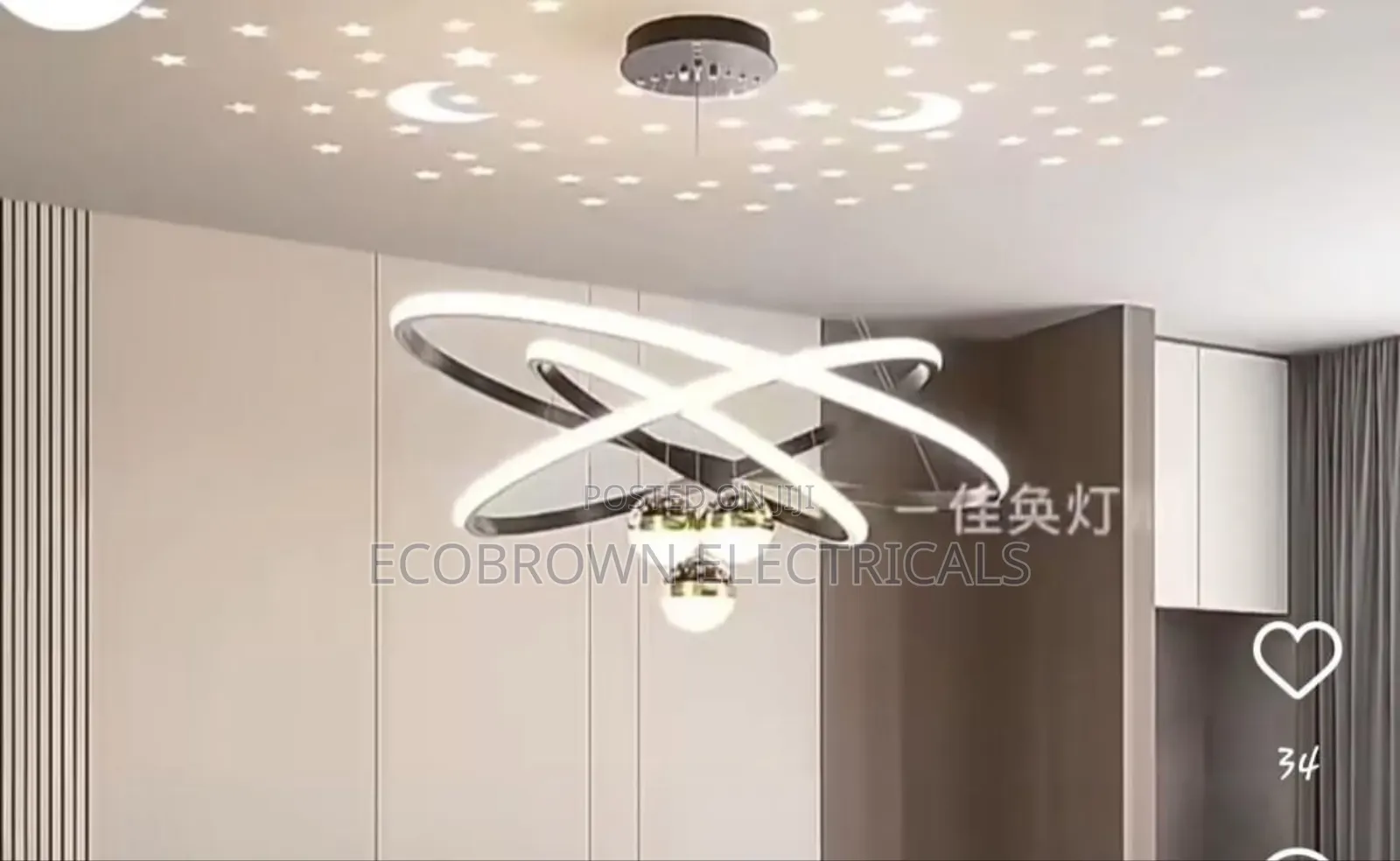 New Chandelier Light, With Star Light Reflection At