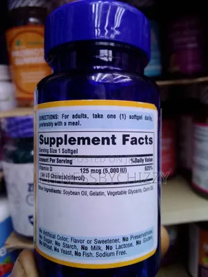 Puritan's Pride Vitamin D3 125mcg 5000IU X 100 Softgels