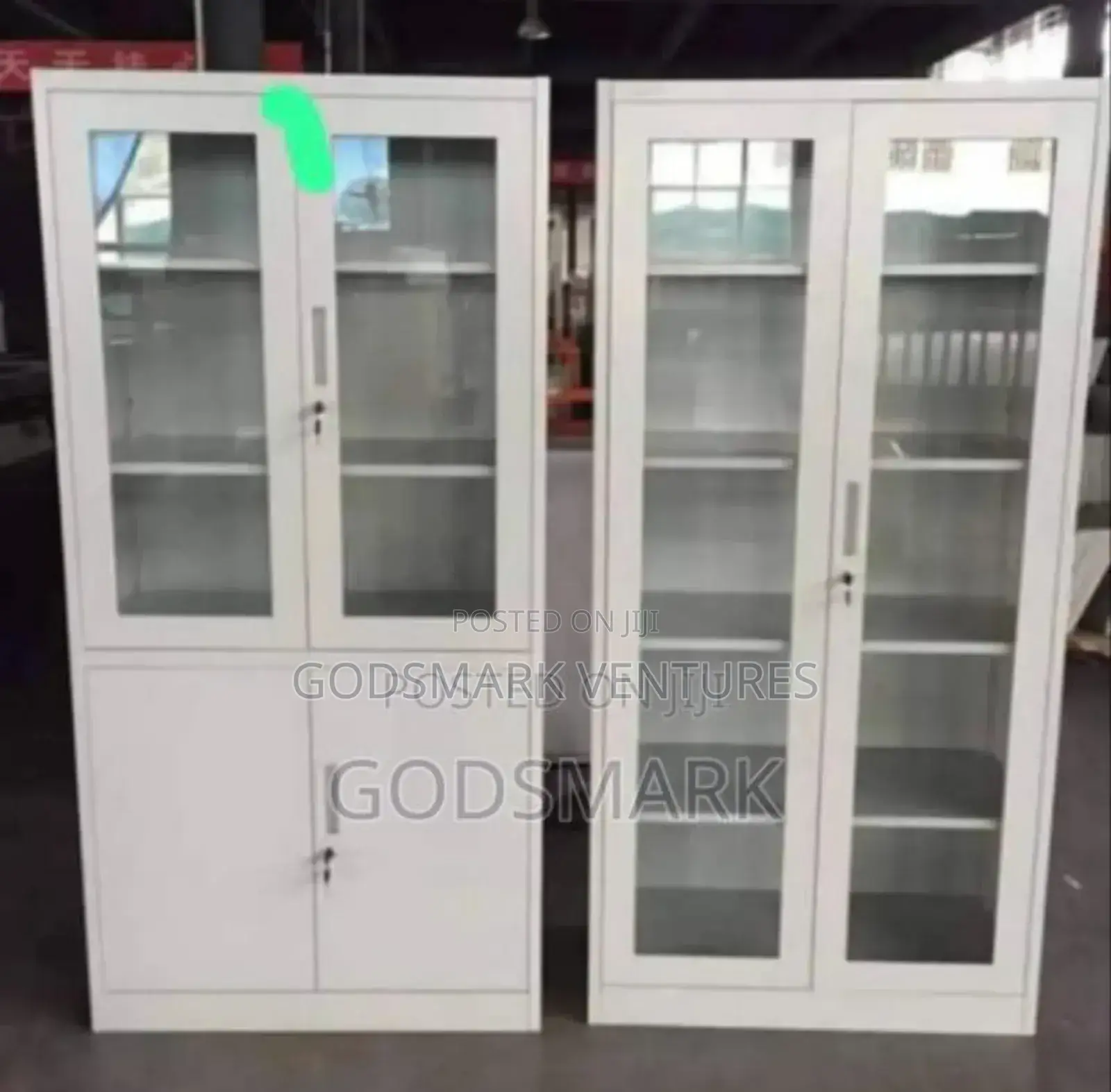 Office Metal Bookshelf With Open Doors.