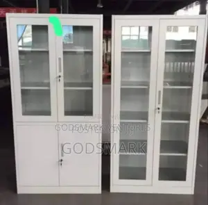 Office Metal Bookshelf With Open Doors.