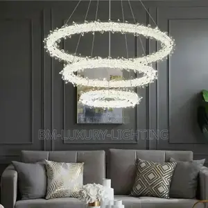 Modern Luxury Crystal Ice 3 Ring Pendant Chandelier