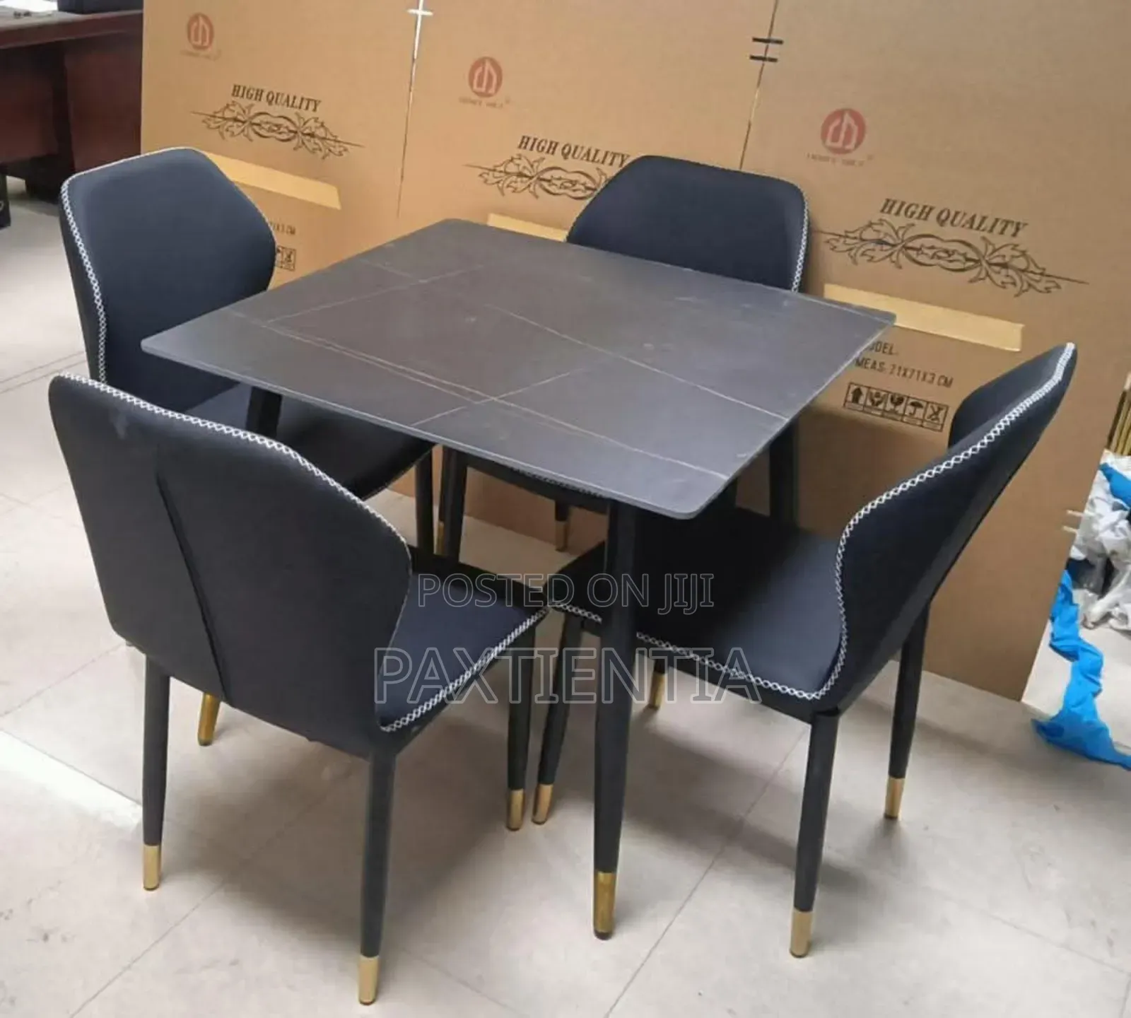Square Marble Dining Table With Four Chairs