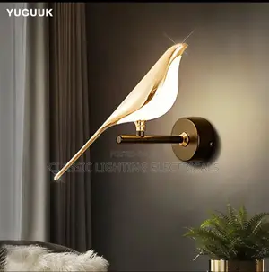 Nordic LED Golden Bird Wall Lamp Parlor Bar Bedside Lamp
