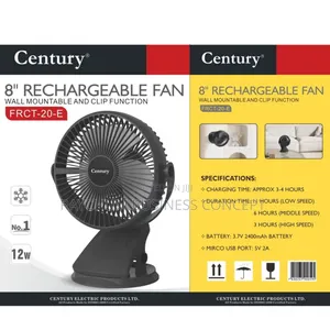Century 8inches Rechargeable Fan With Good Battery System