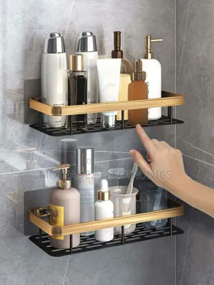 2 Pairs High Quality Chrome Wall Sticked Bathroom Organiser