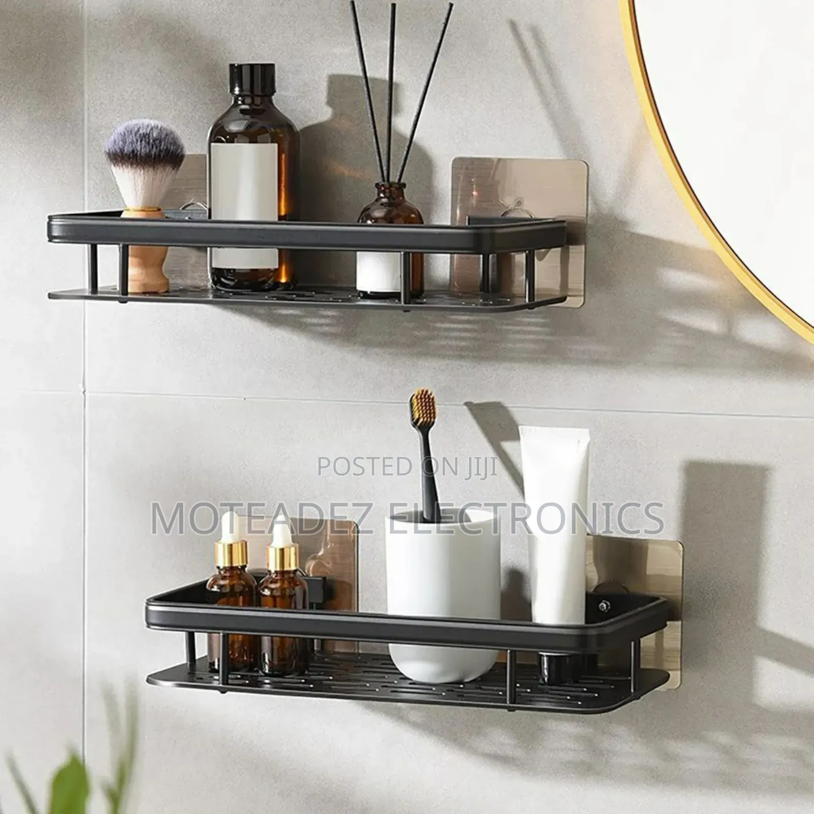 2pcs High Quality Chrome Steel Wall Sticked Bathroom Organiser