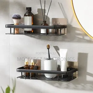 2pcs High Quality Chrome Steel Wall Sticked Bathroom Organiser