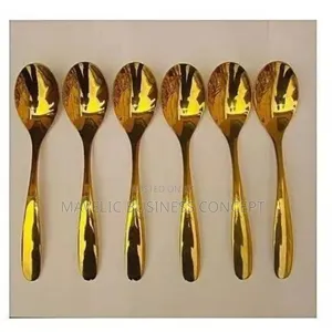 Golden and Sliver Eating Spoon and Fork