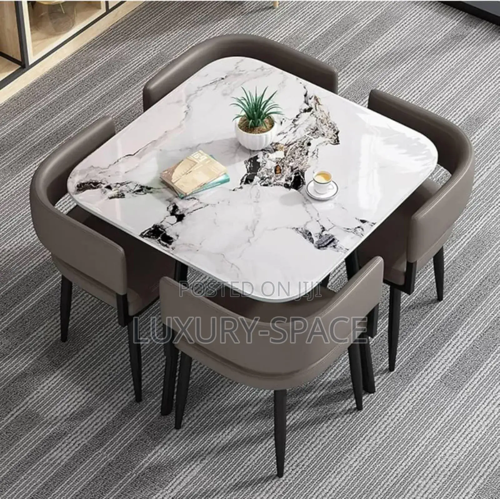 Modern Four Corners Marble Dining Set