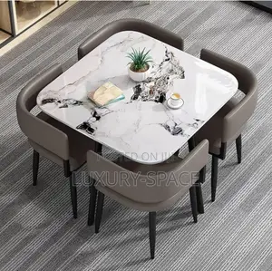 Modern Four Corners Marble Dining Set