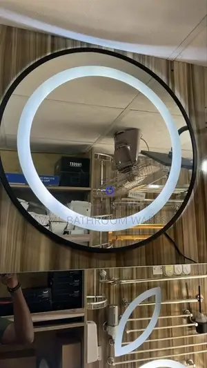 Black Frame Round Led Mirror