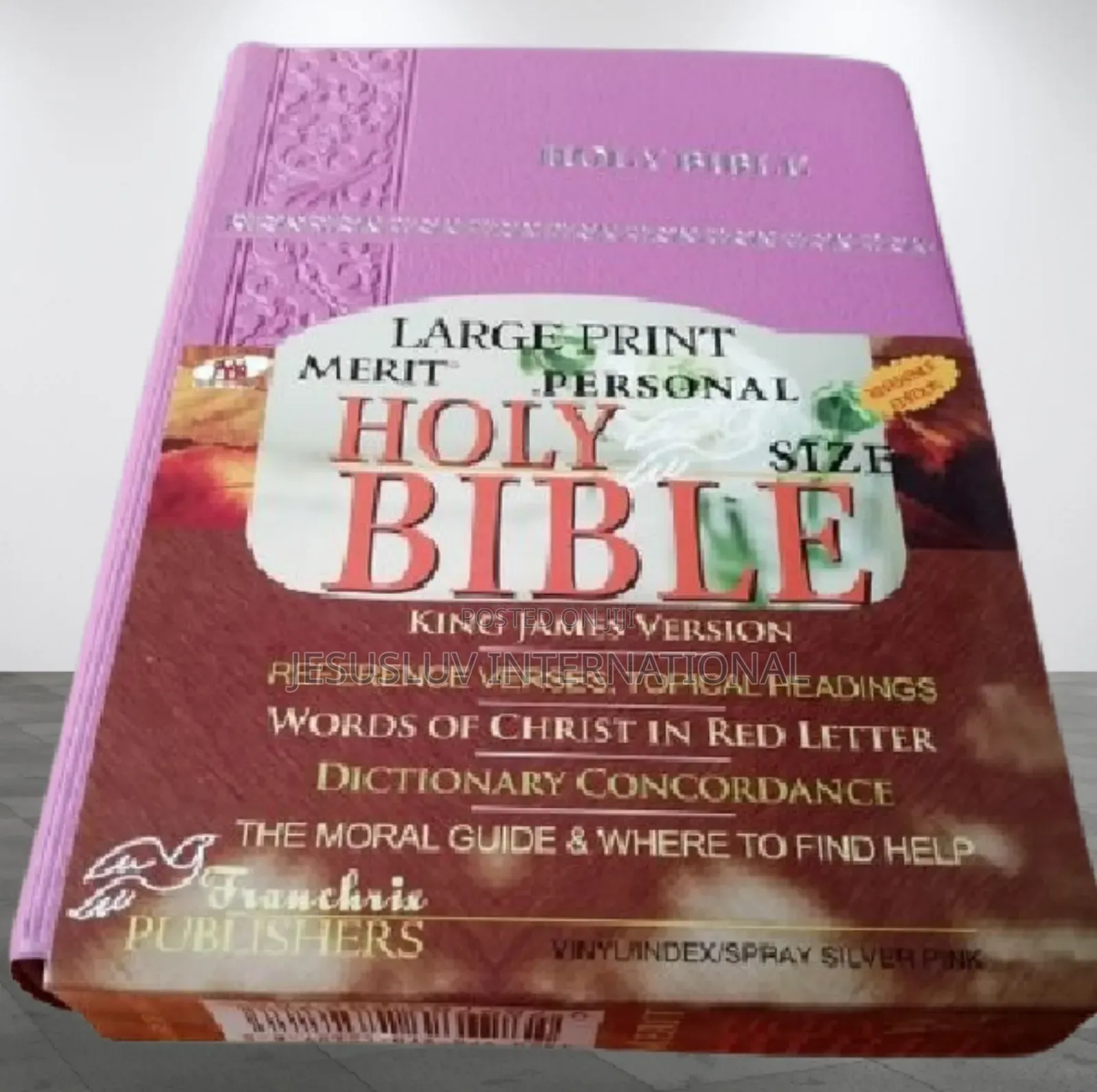 KJV Large Print Merit Reference Edition Bible,Pink Leather