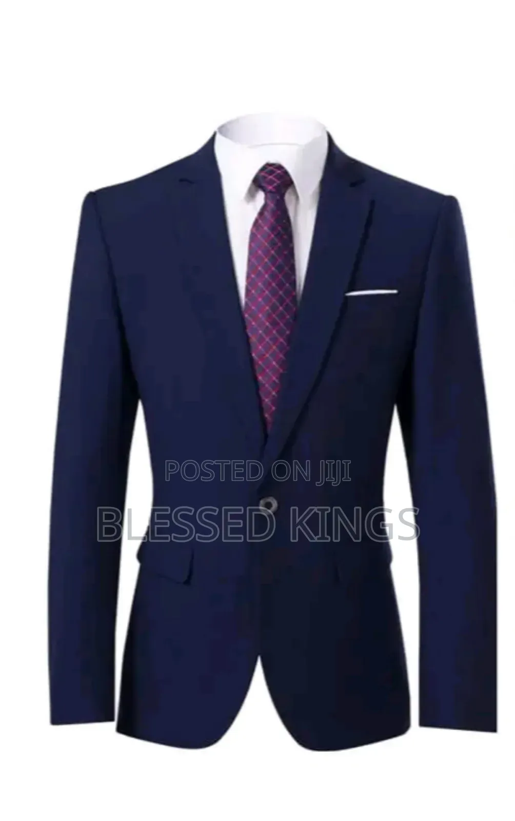 2 Piece Plain Navy Blue Suit