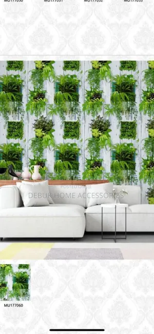 White and Green 3d Floral Wallpaper