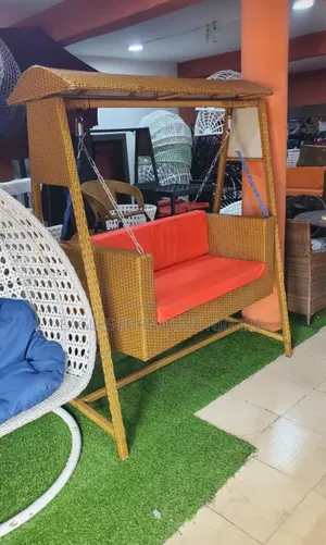 Quality 2 Seater Golden Outdoor Rattan Swing,.