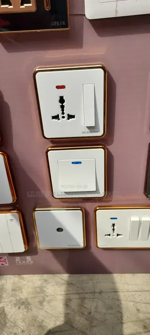 Exquisite White and Gold Colour of Switches and Sockets