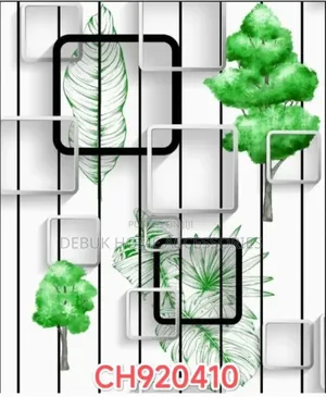 Green and White Wallpaper With Leaves Design