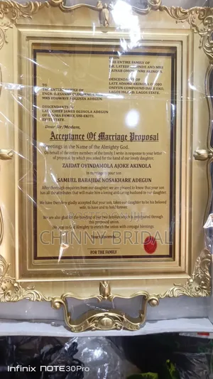 Proposal and Acceptance Letter/ Marriage Certificate