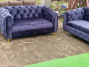Dark Gray Velvet Couch 7 Sitter