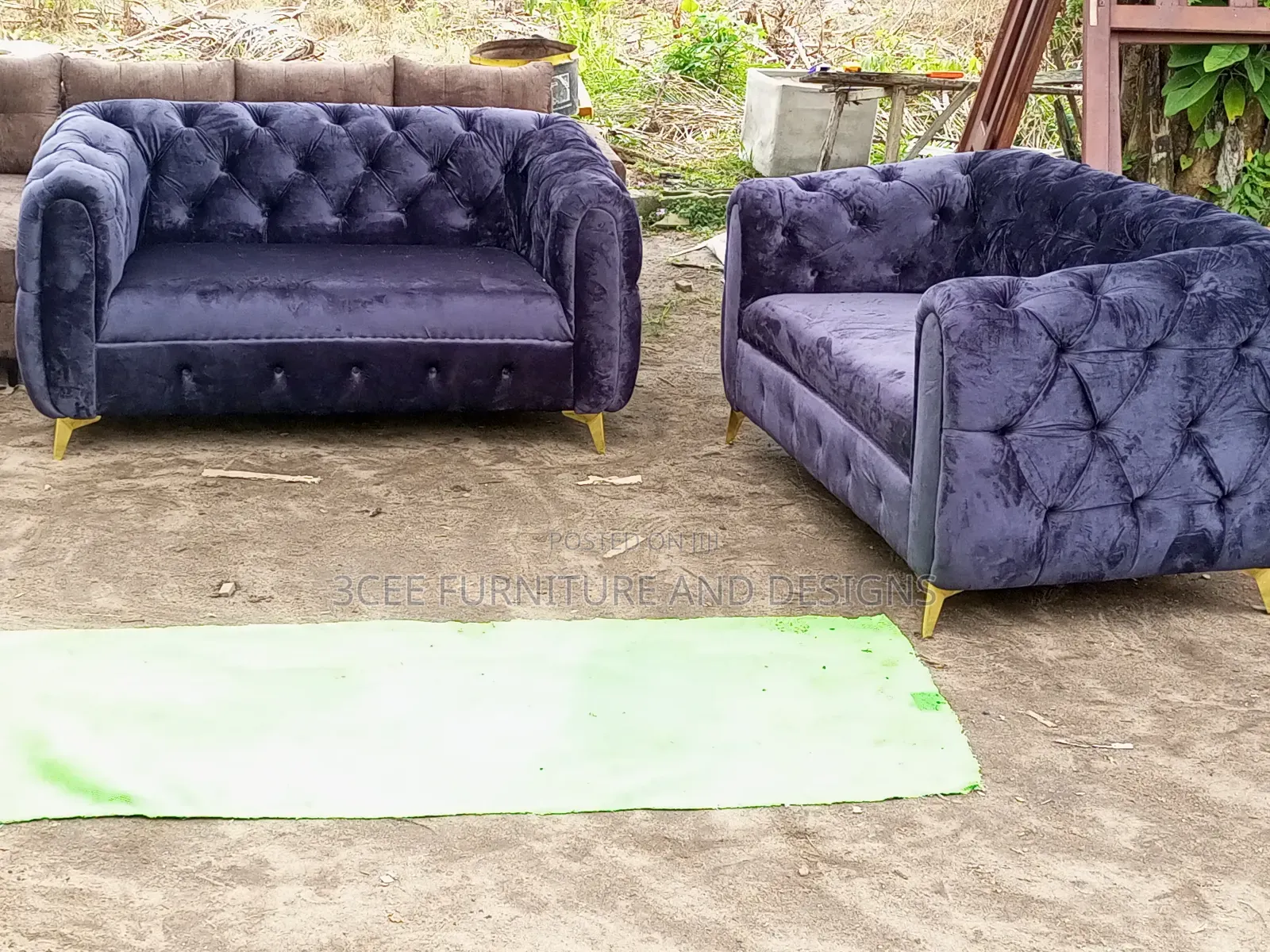Dark Gray Velvet Couch 7 Sitter