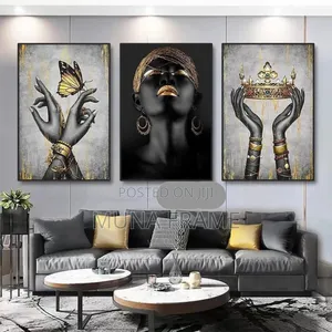 3 in 1 African Woman With a Gold Crown Print on Canvas