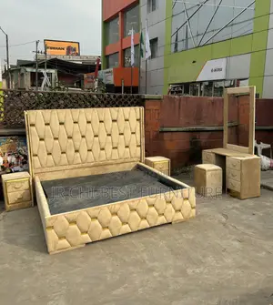 Well-Crafted HDF Upholstery Padded 6 by 6 Cream Bed Frame