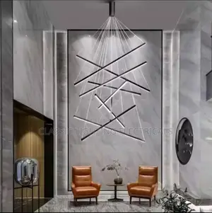 Modern LED Chandelier Duplex Architecture Black Interior