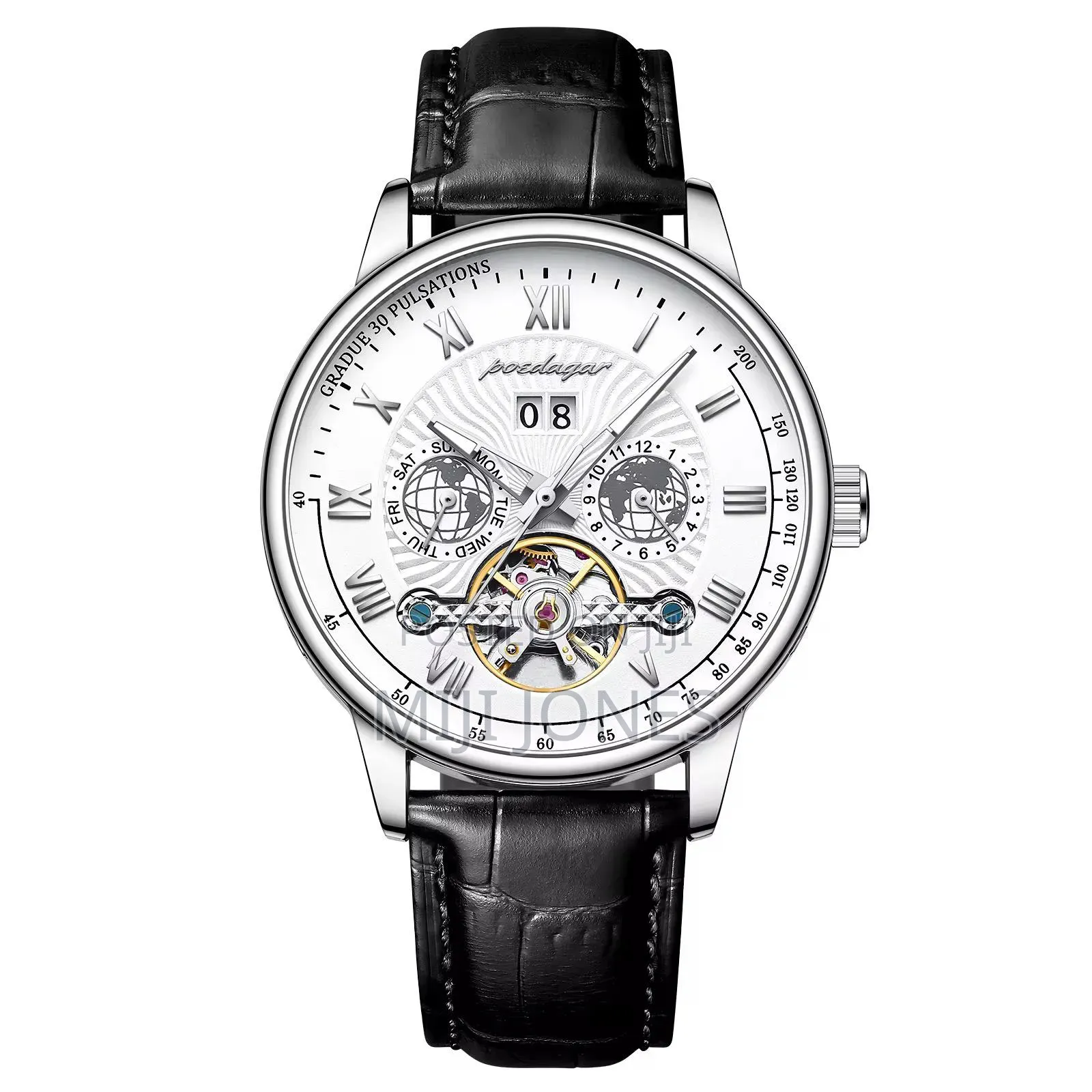 Poedagar Automatic Leather Watch