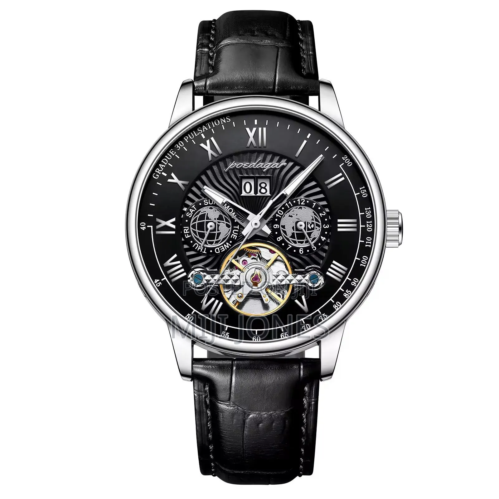 Poedagar Automatic Leather Watch