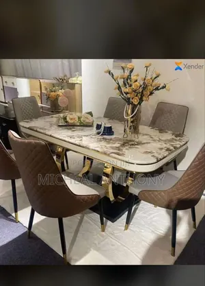 Dining Table By Six Marble Top With High Quality Design