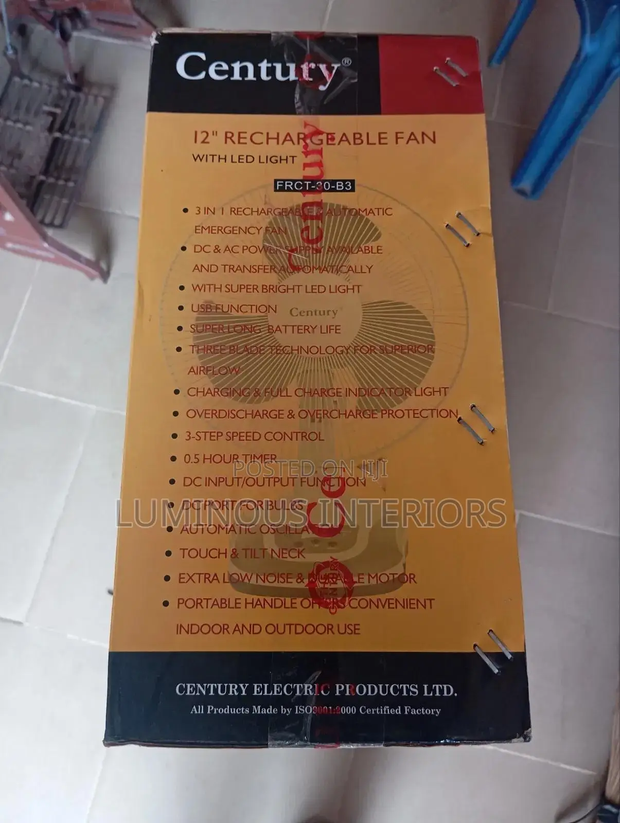 Rechargeable Table Fan 12 Inches