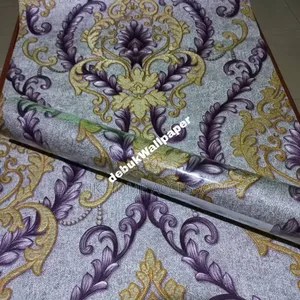 Purple, Gold and Silver Floral Wallpaper