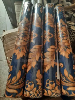 Blue and Gold Rolls of Wallpaper