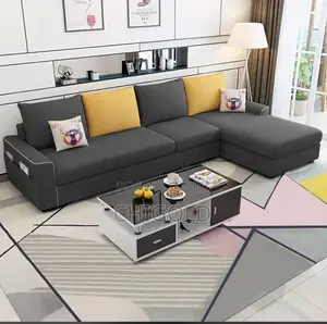 L-Shaped' Fabric Sofa With an Arm Chair Can Come in Colors