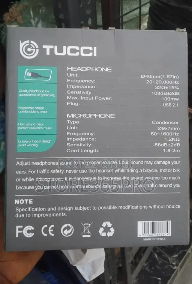 Tucci Wired Headset With Mic And Usb For Laptop