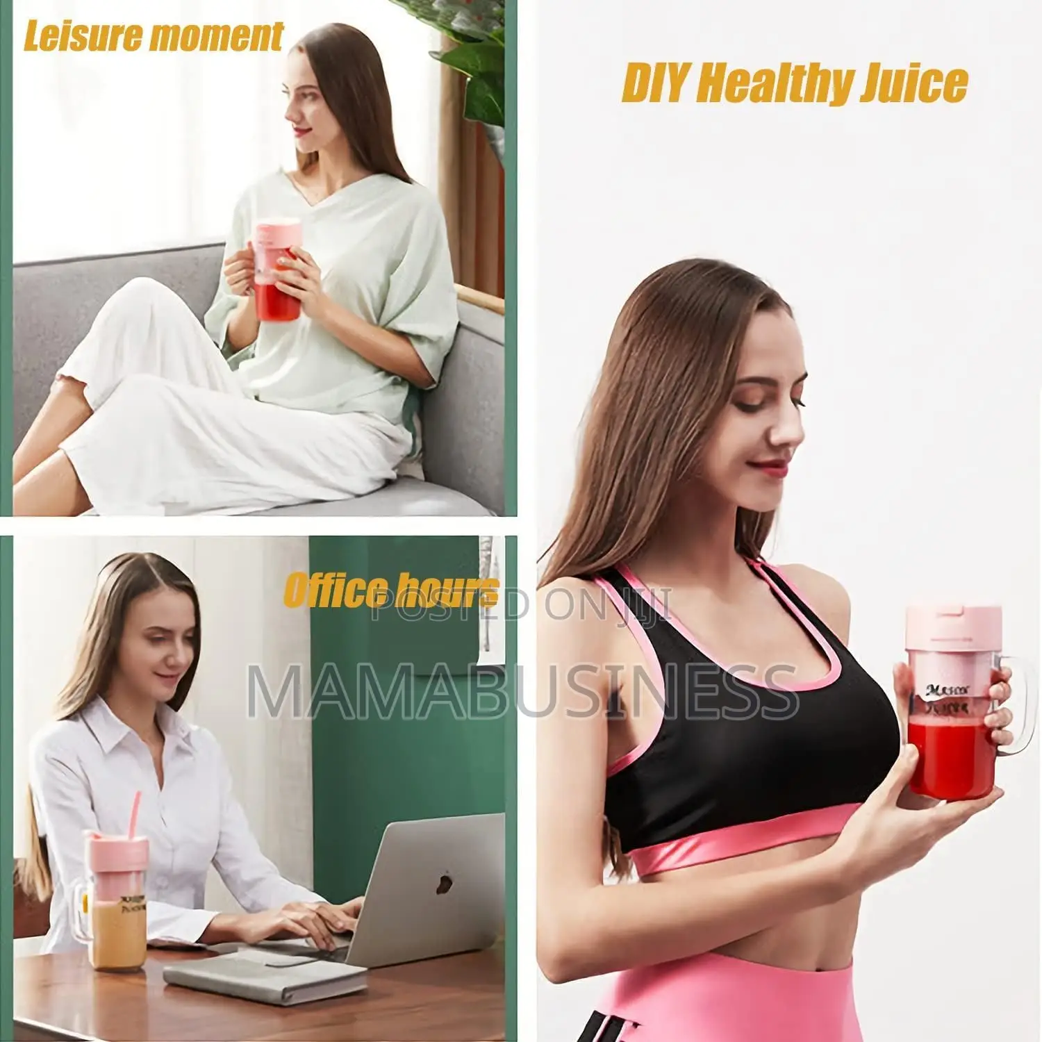 Portable Crusher Juicer With Handle Straw