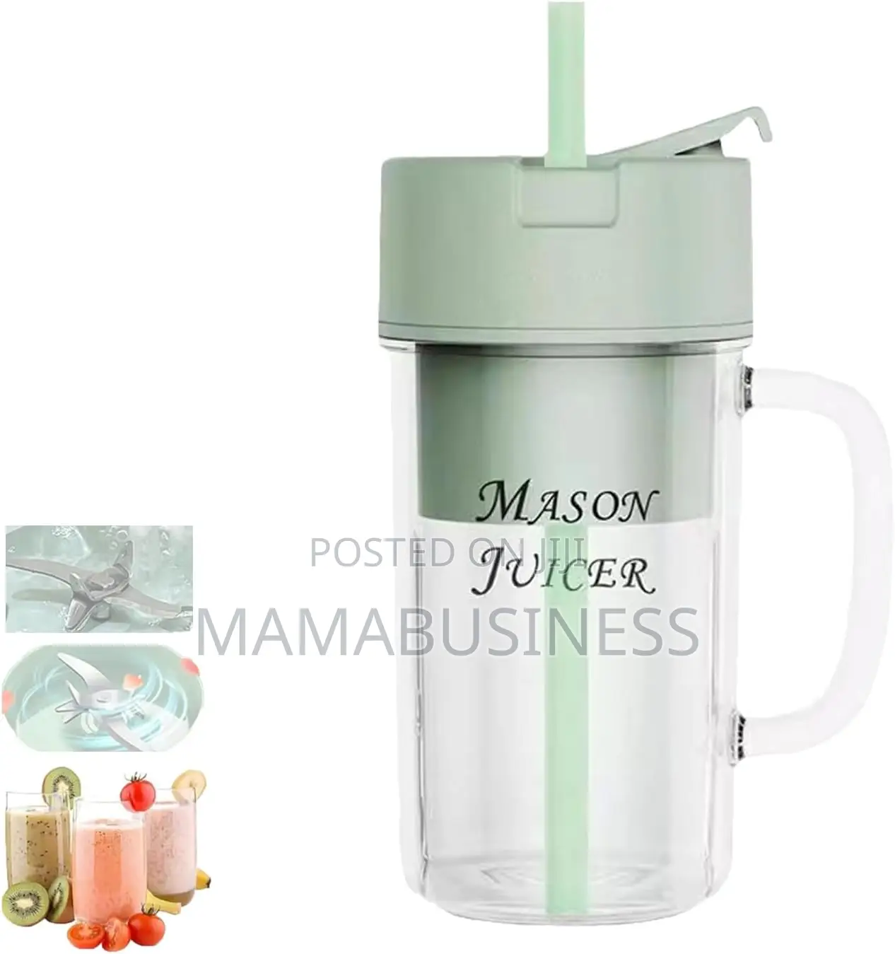 Portable Crusher Juicer With Handle Straw