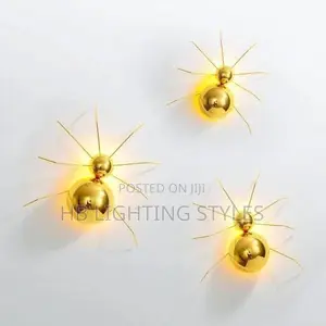 Modern LED Golden Spider Wall Light for Children