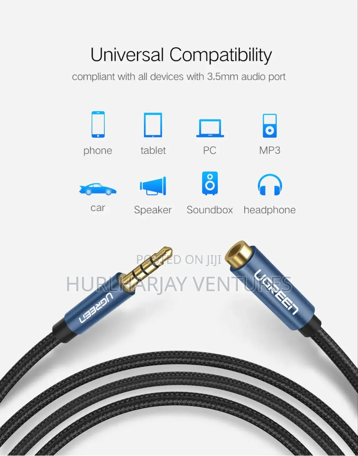 2m Ugreen 3.5mm Audio Extension Cable